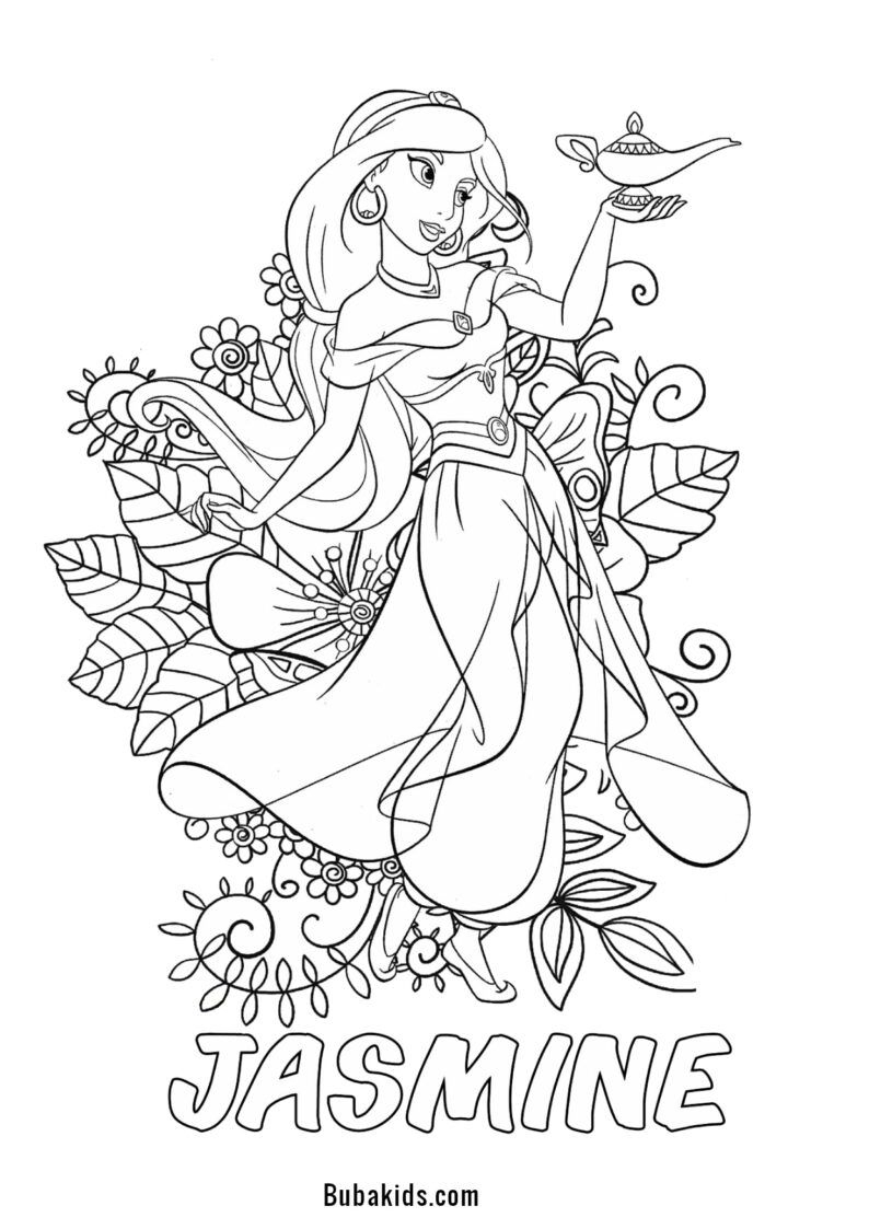 disney princess jasmine coloring pages