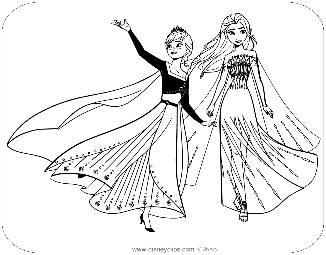 colouring pages elsa and anna