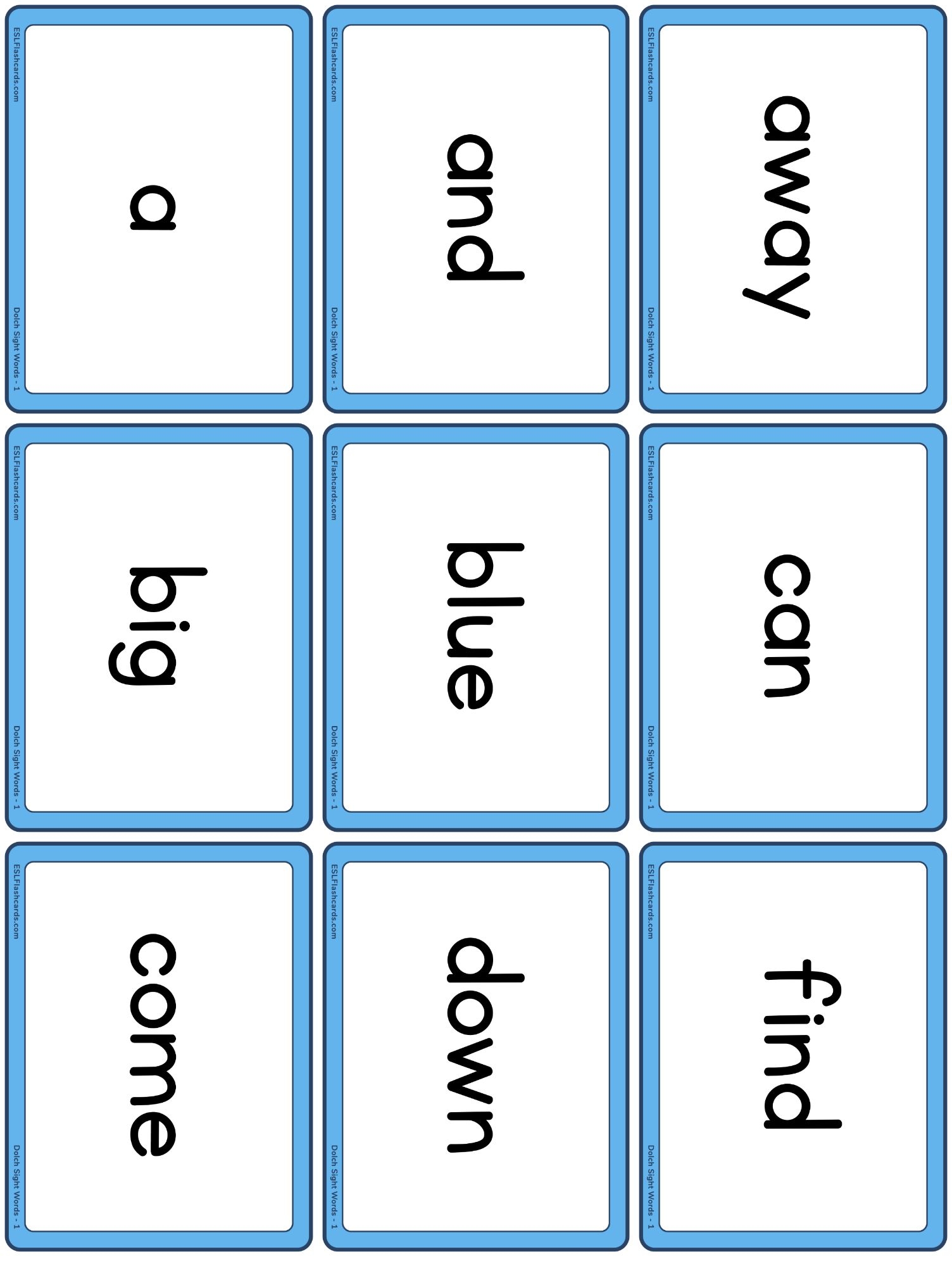 Dolch Sight Words ESL Flashcards