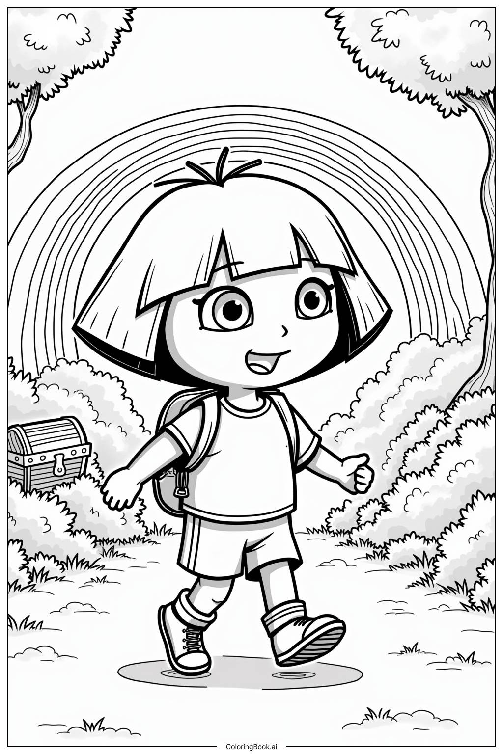 Dora The Explorer Rainbow Quest Coloring Page Free PDF PNG Printable 