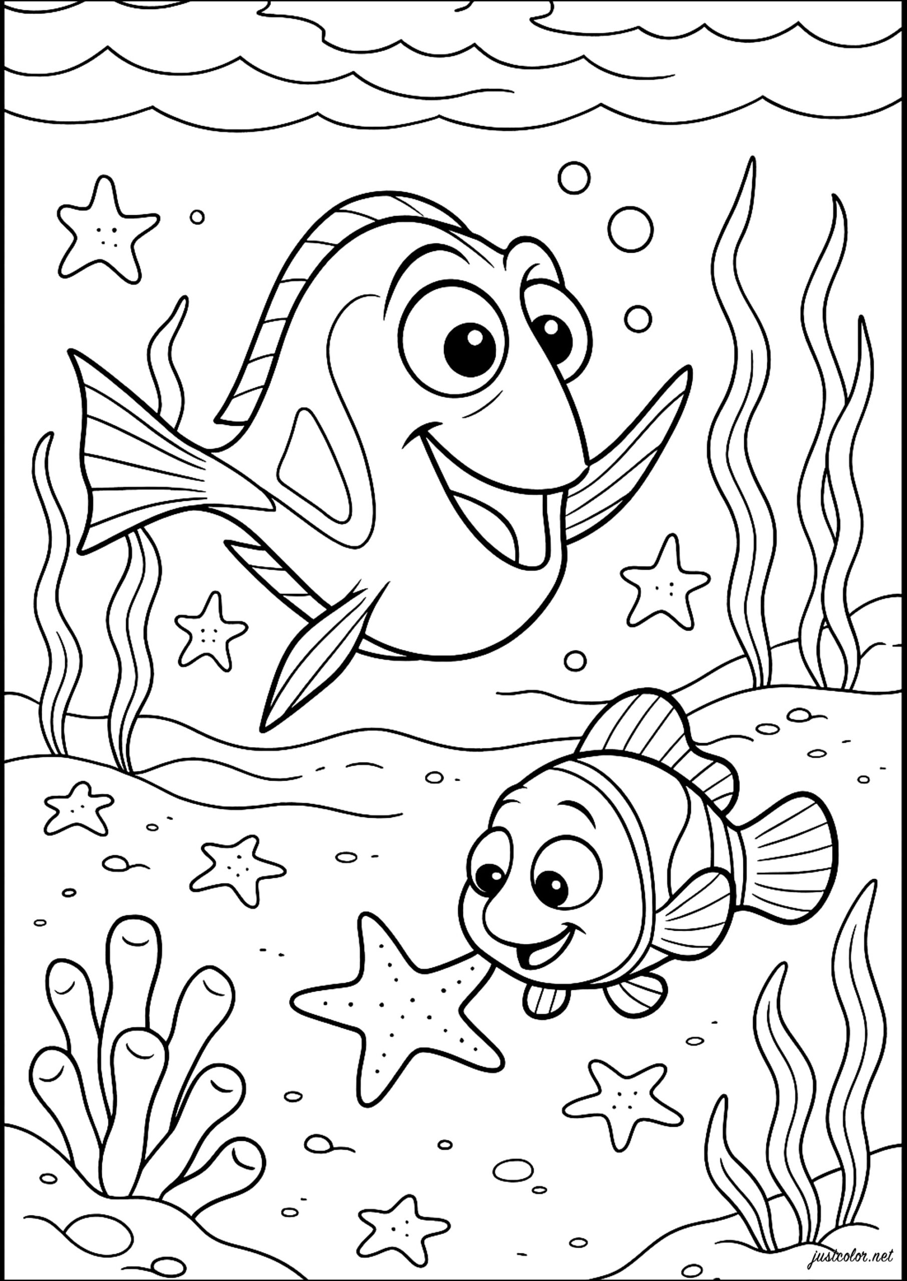 Dory With Nemo Finding Dory Coloring Pages