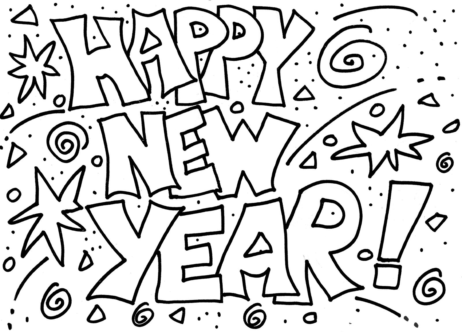 happy new year coloring page