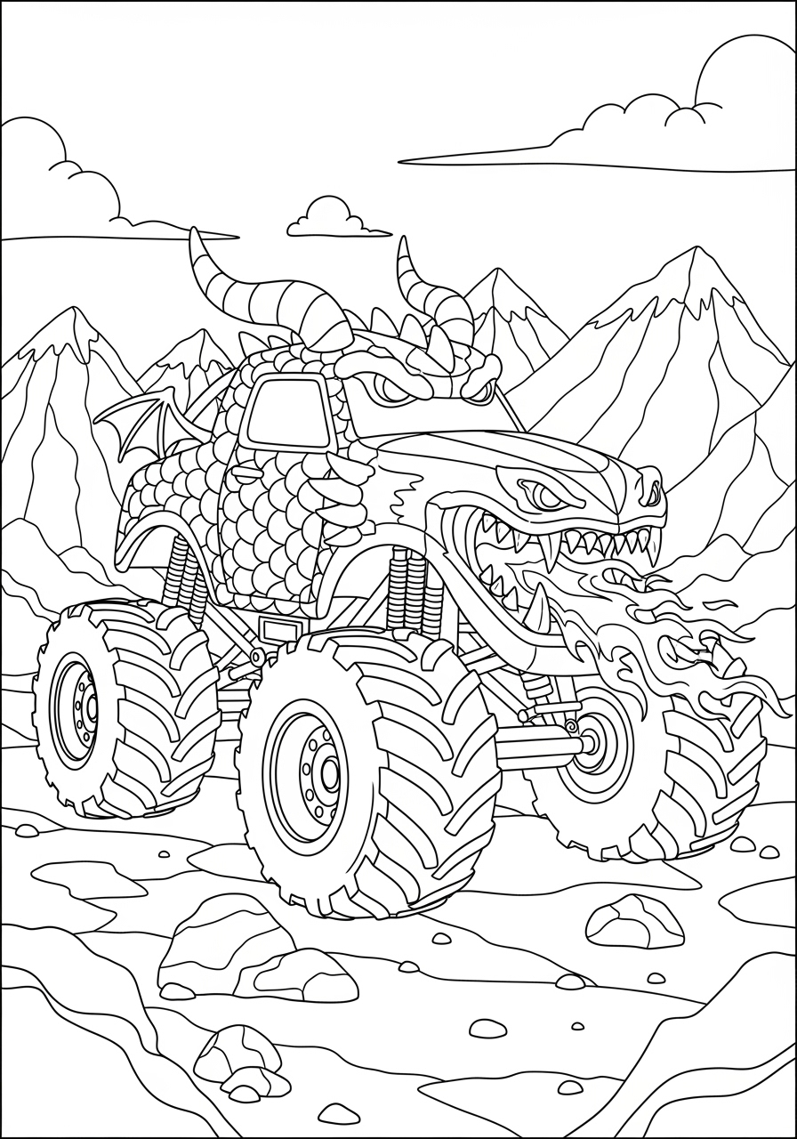 Dragon Monster Truck Coloring Page Printable Dragon Monster Truck Coloring Page Printable