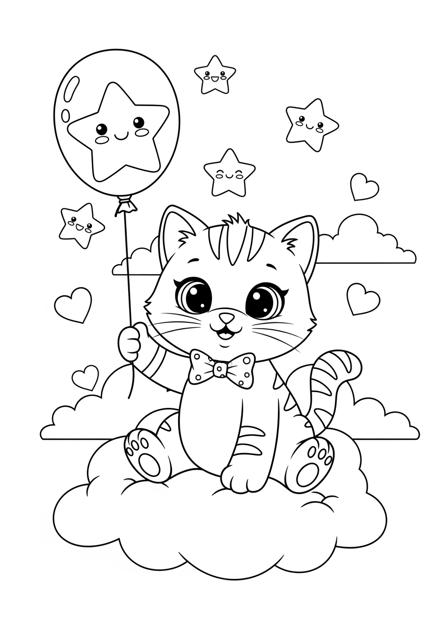 Easy Kitten Coloring Pages Free Printable For Kids
