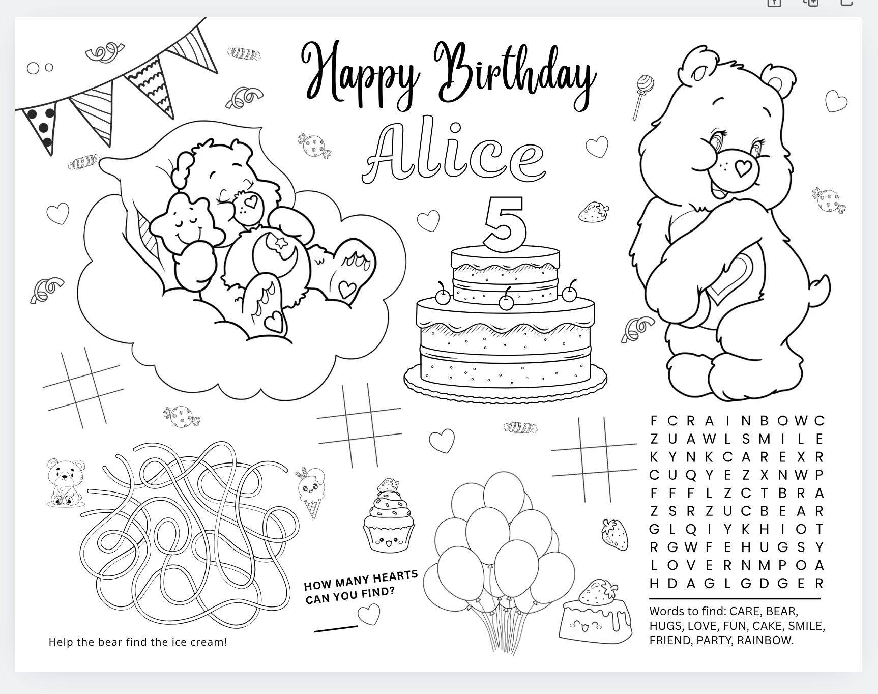 care bear coloring page