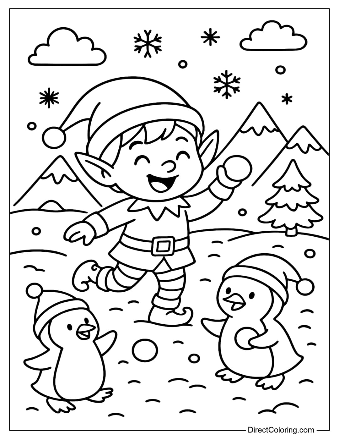 colouring pages of elves