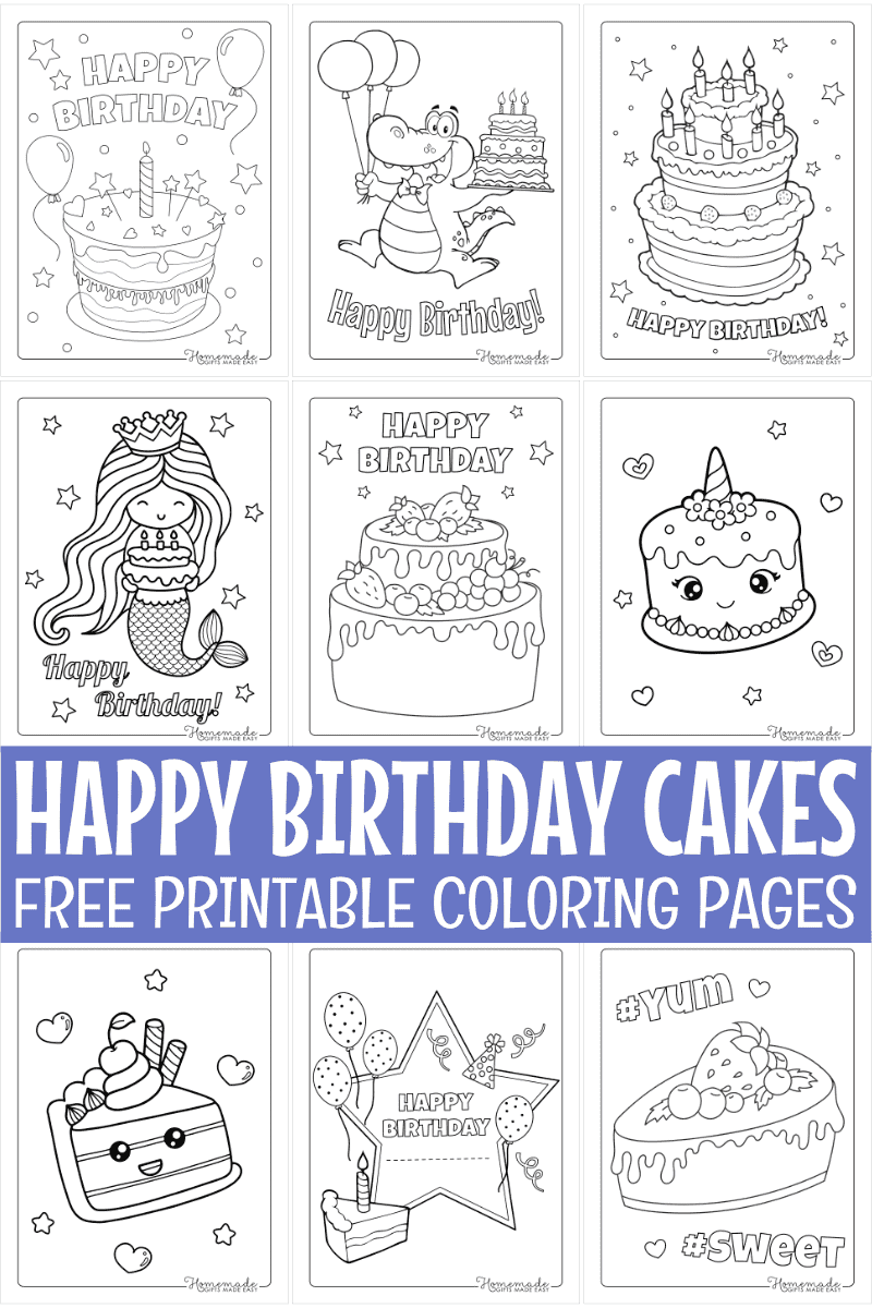 colouring pages birthday cake