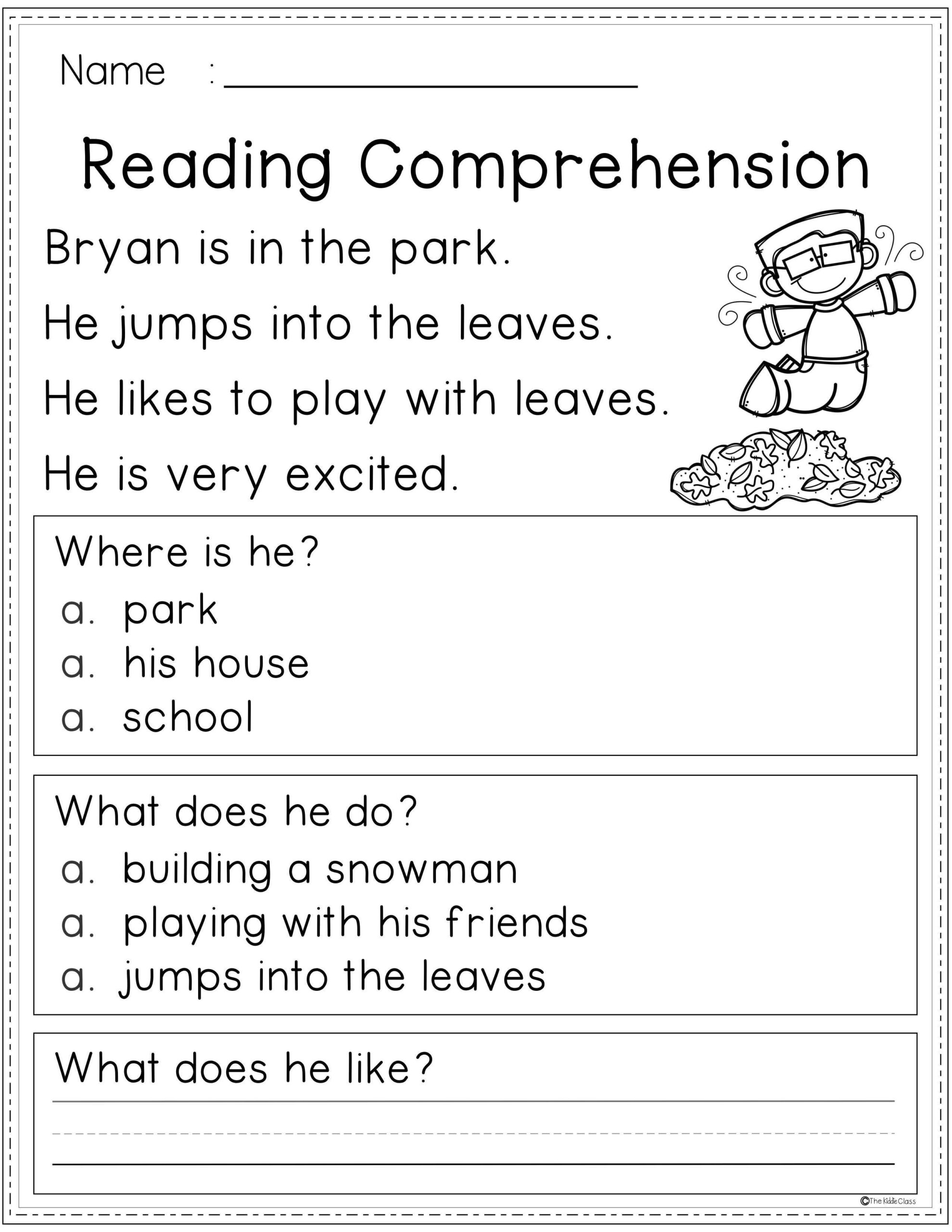 Reading Comprehension Worksheets 1st Grade