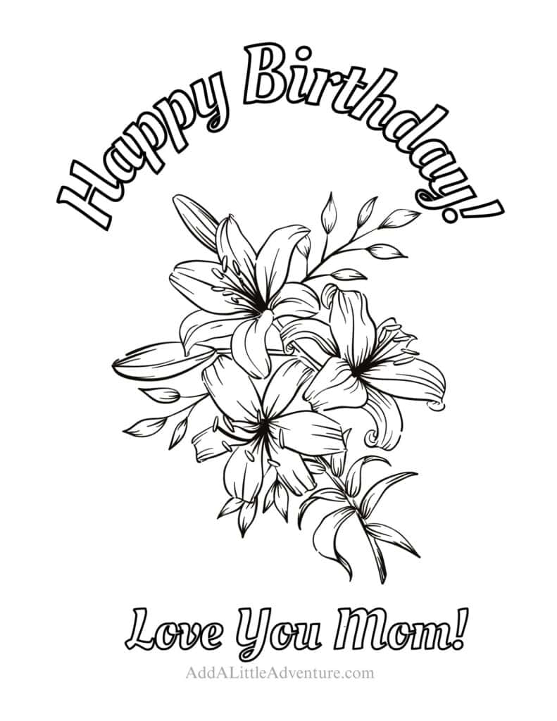 happy birthday mom coloring page