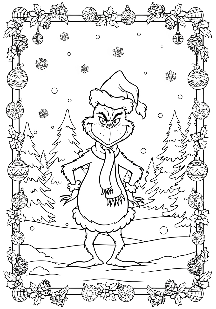 Full Size The Grinch Coloring Page Festive Holiday Fun