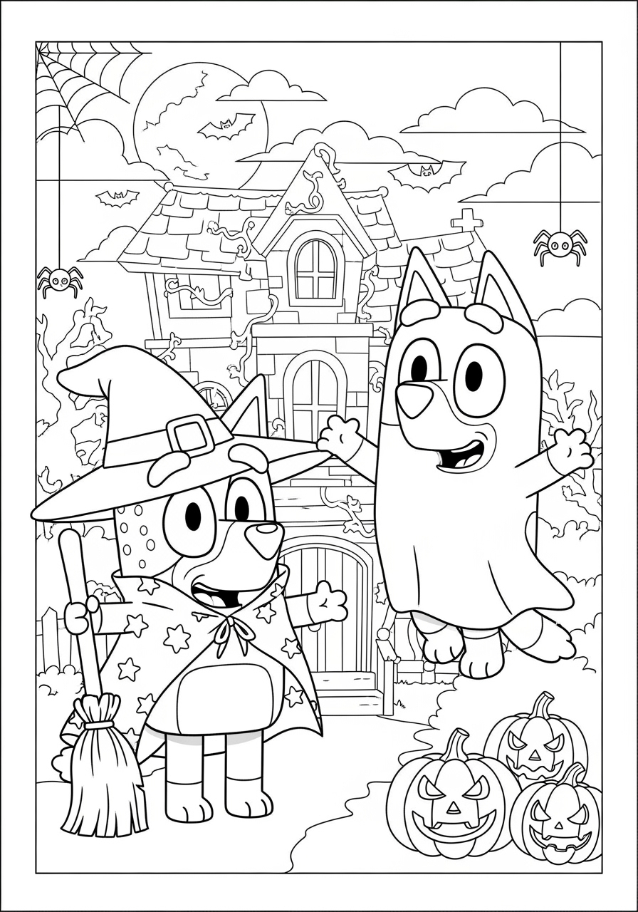 Bluey Halloween Coloring Pages