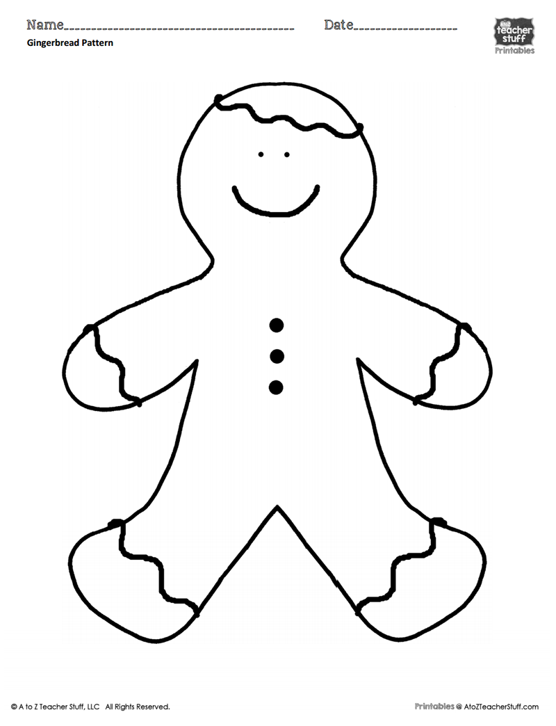 Gingerbread Man Coloring Sheet Or Pattern A To Z Teacher Stuff
