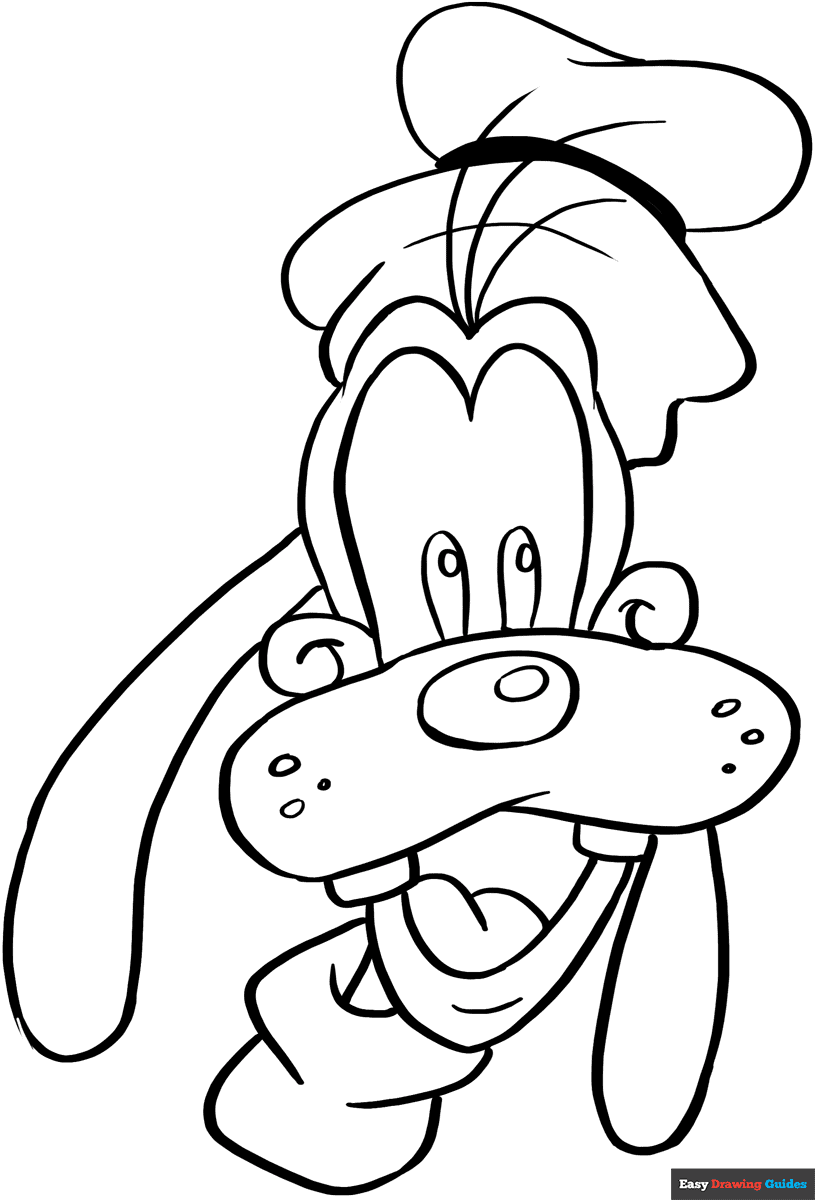 Goofy Coloring Page Easy Drawing Guides