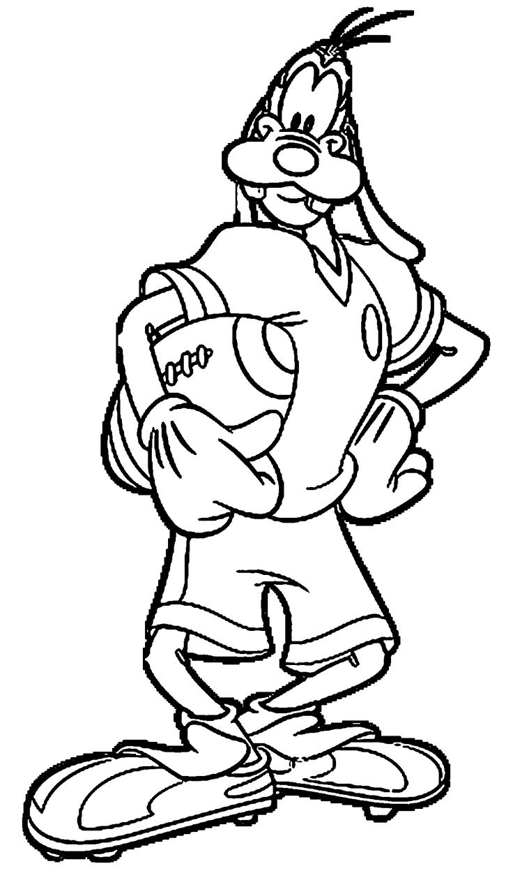 Goofy Playing Football Coloring Page Wecoloringpage