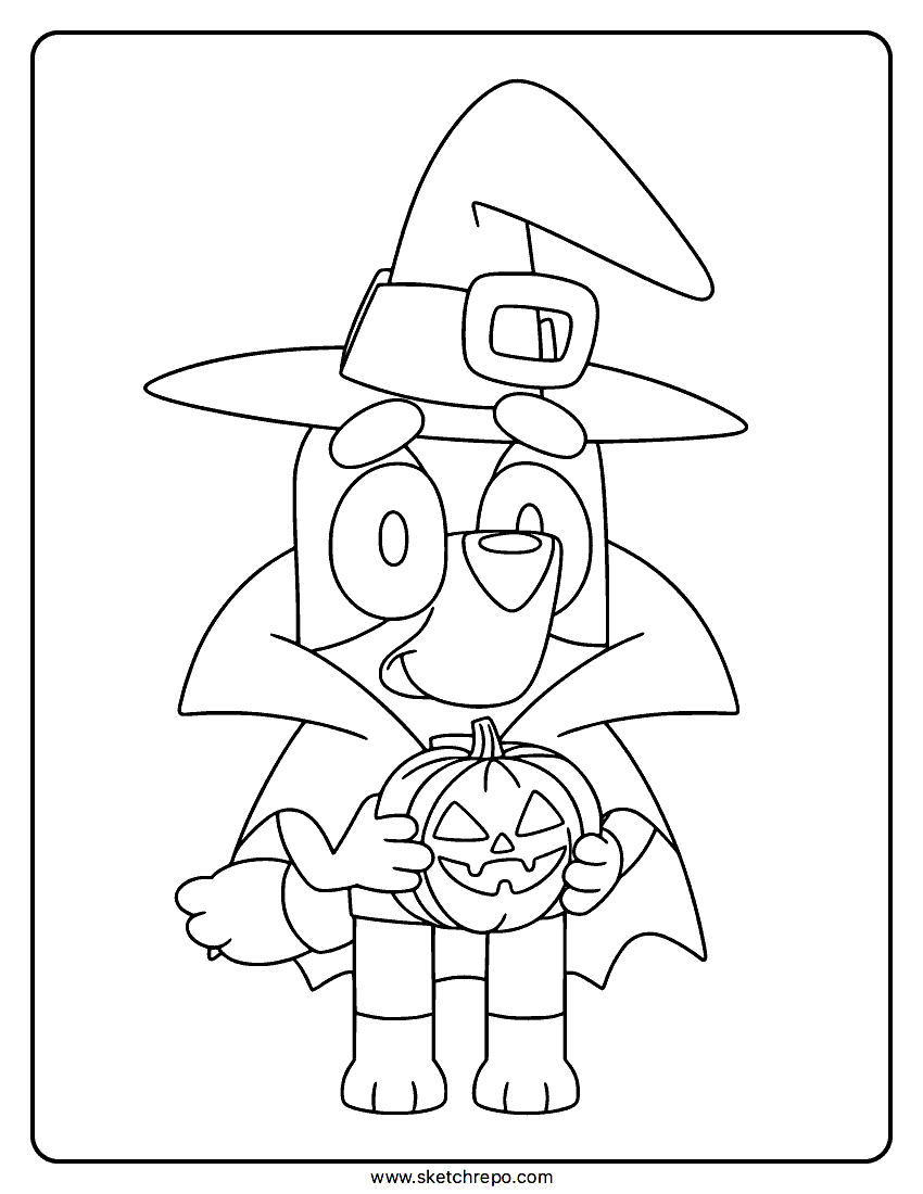 Halloween Bluey Coloring Page Sketch Repo