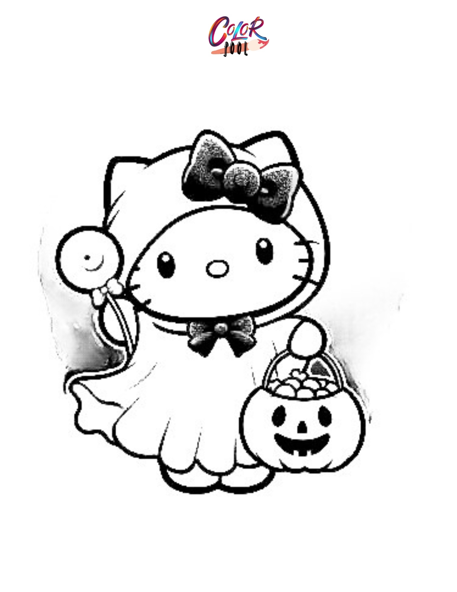 hello kitty halloween coloring page