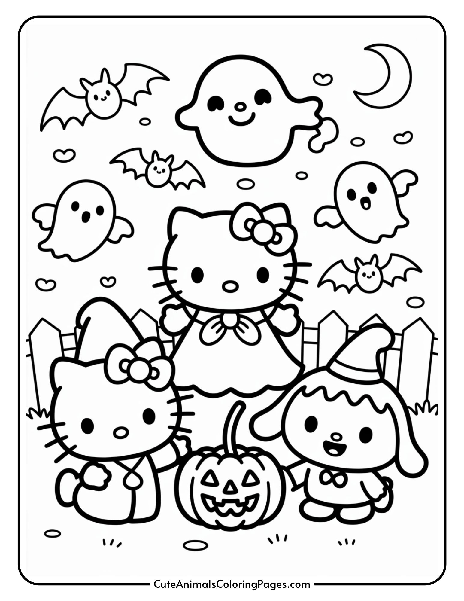 Hello Kitty Halloween Coloring Page