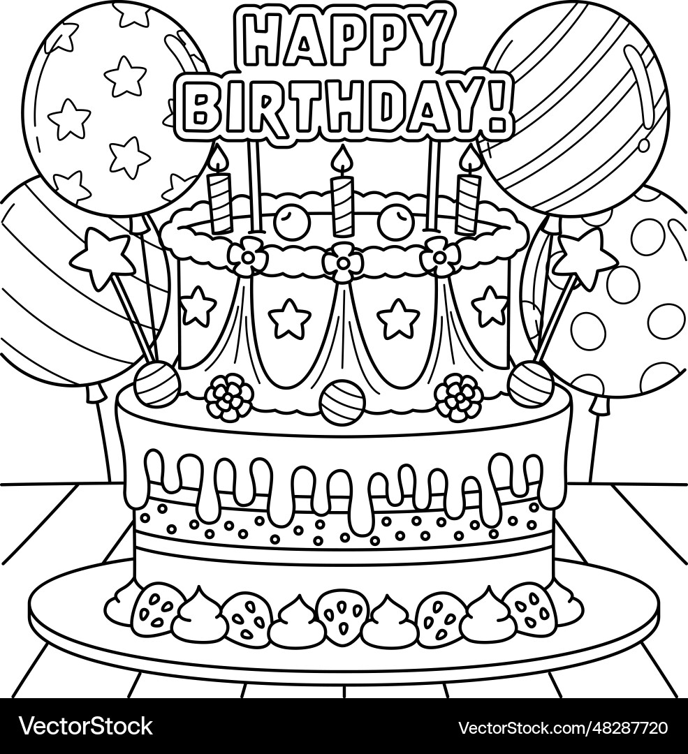 Birthday Cake Coloring Page