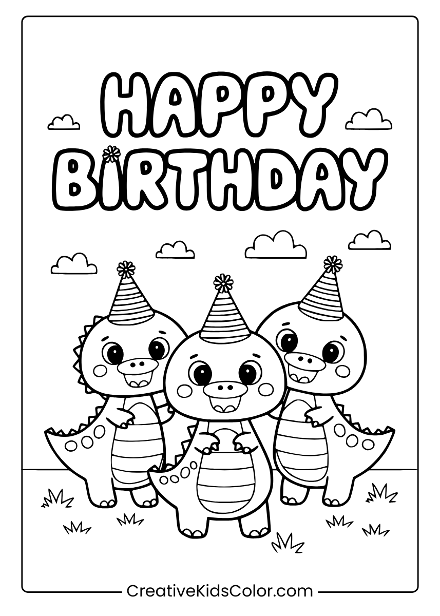 Happy Birthday Coloring Pages 25 Free Printable PDF 