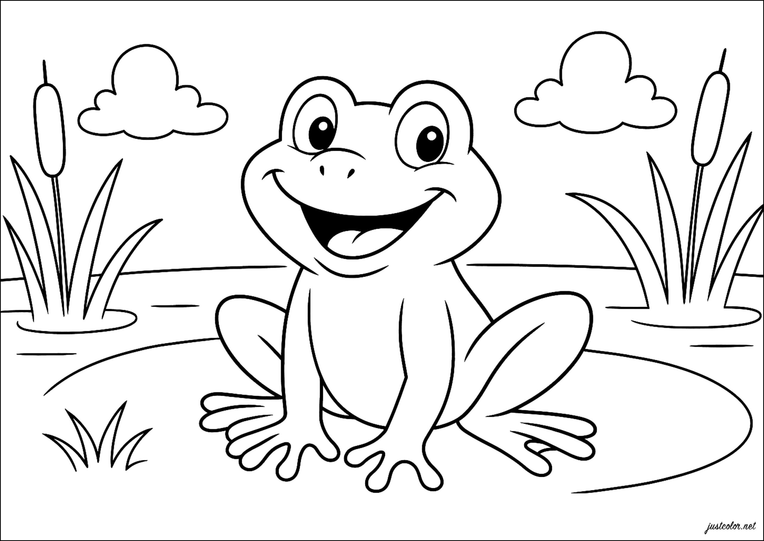 Happy Frog On A Lily Pad Frog Coloring Pages Happy Frog On A Lily Pad Frog Coloring Pages