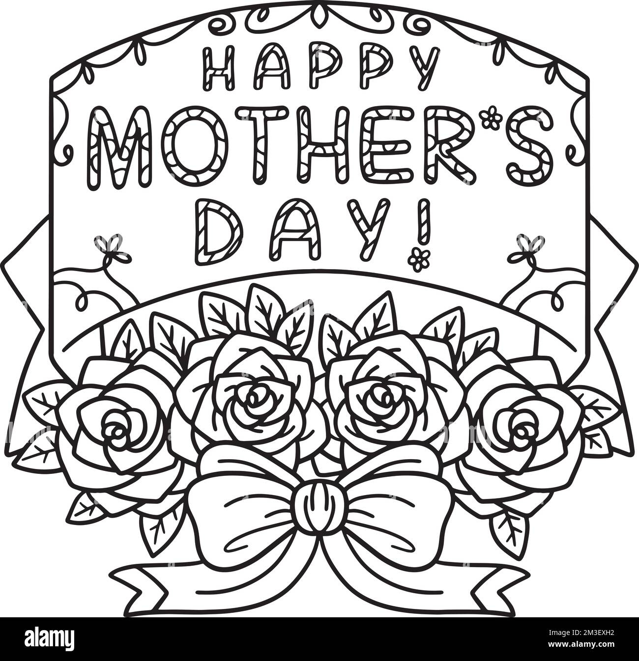 Happy Mothers Day Isolated Coloring Page For Kids Stock Vector Image Art Alamy