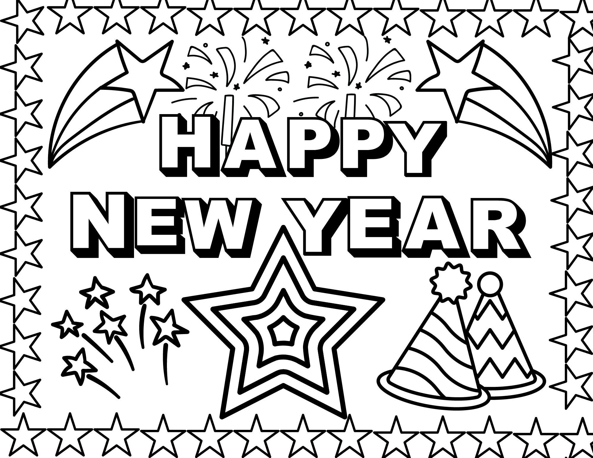 Happy New Year Coloring Page