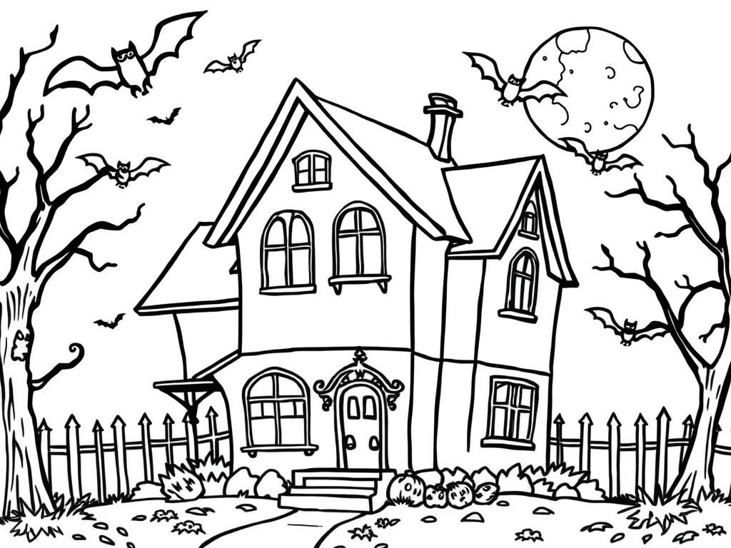 haunted house coloring page