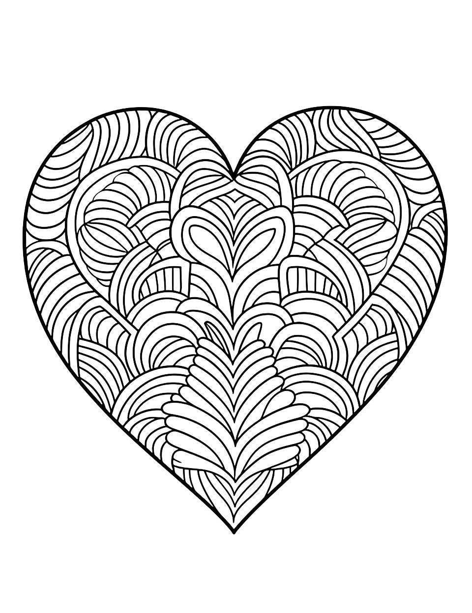 Heart Printable Coloring Pages Book Cute Hearts Coloring Sheets For Kids Adults Stress Relief Relaxing Line Art Instant Download PDF Etsy
