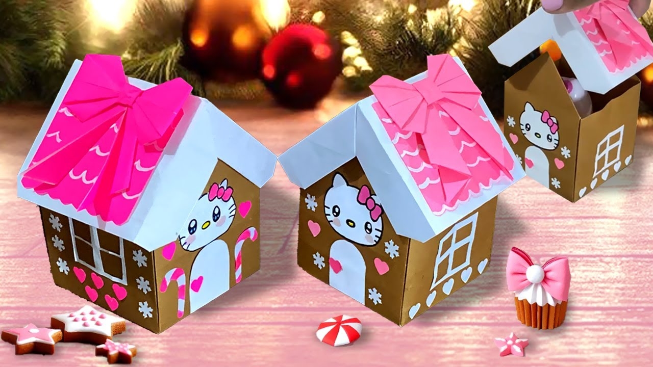 Holiday Cheer Hello Kitty Origami Gingerbread House Box Paper Organizer Gift Box For Christmas YouTube Holiday Cheer Hello Kitty Origami Gingerbread House Box Paper Organizer Gift Box For Christmas YouTube