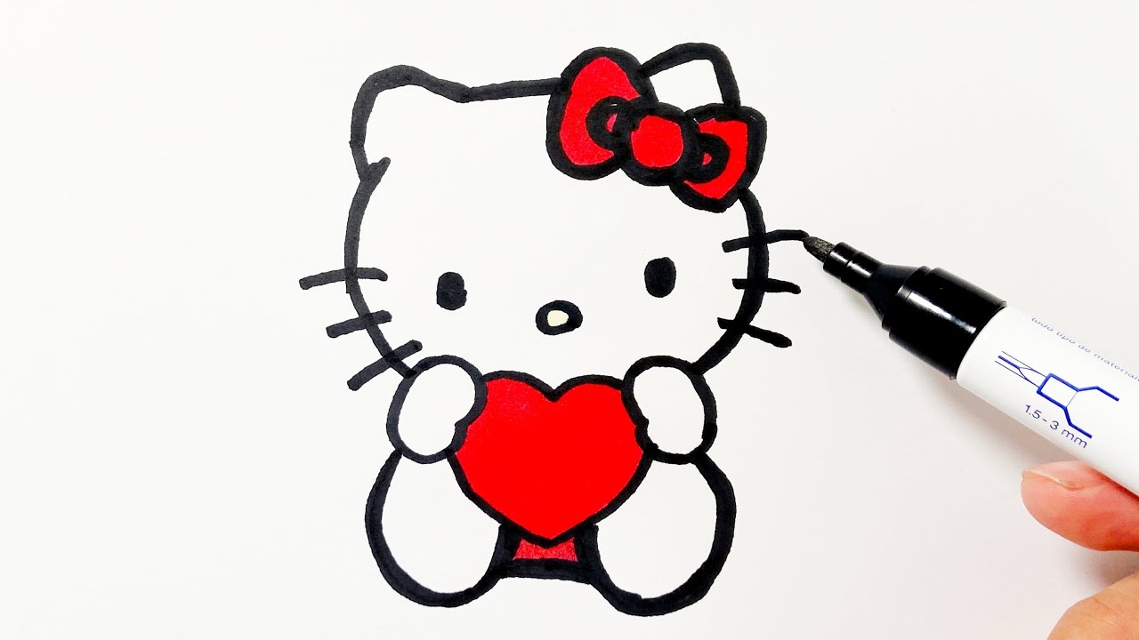 How To Draw Hello Kitty With A Heart YouTube