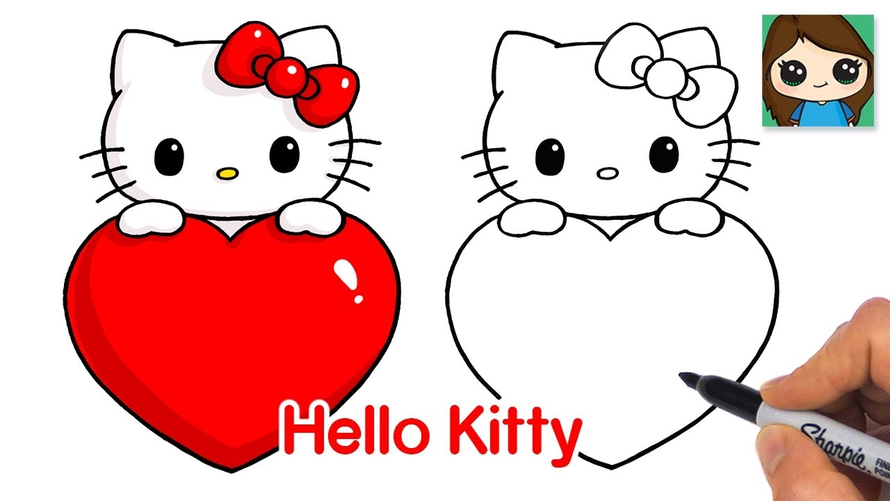 How To Draw Hello Kitty With Heart YouTube