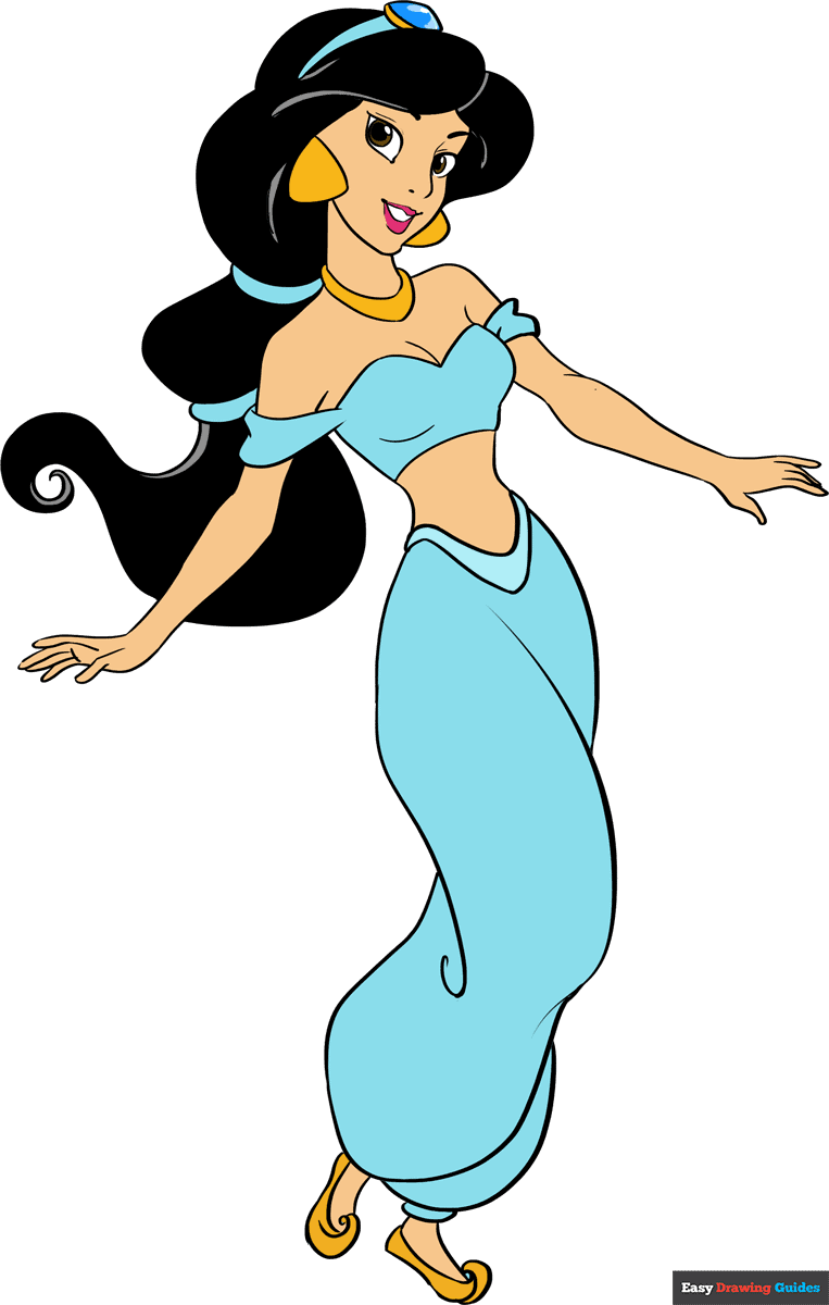 How To Draw Princess Jasmine From Disney s Aladdin Really Easy Drawing Tutorial