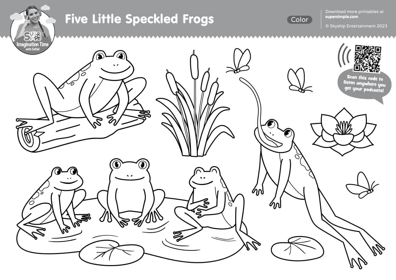 Imagination Time Five Little Speckled Frogs Coloring Page Super Simple