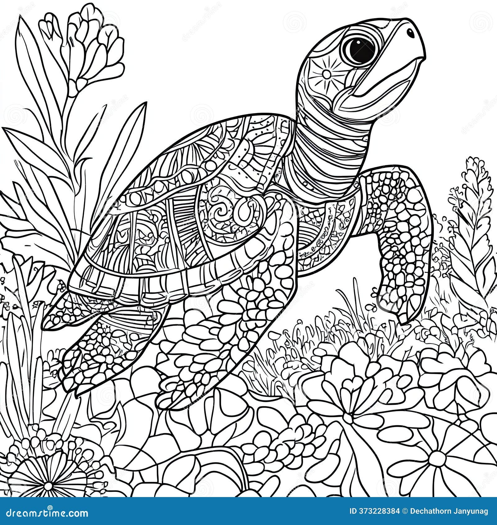 Intricate Zentangle Sea Turtle Coloring Page Design Illustration Adult Stock Illustration Illustration Of Life Drawn 373228384