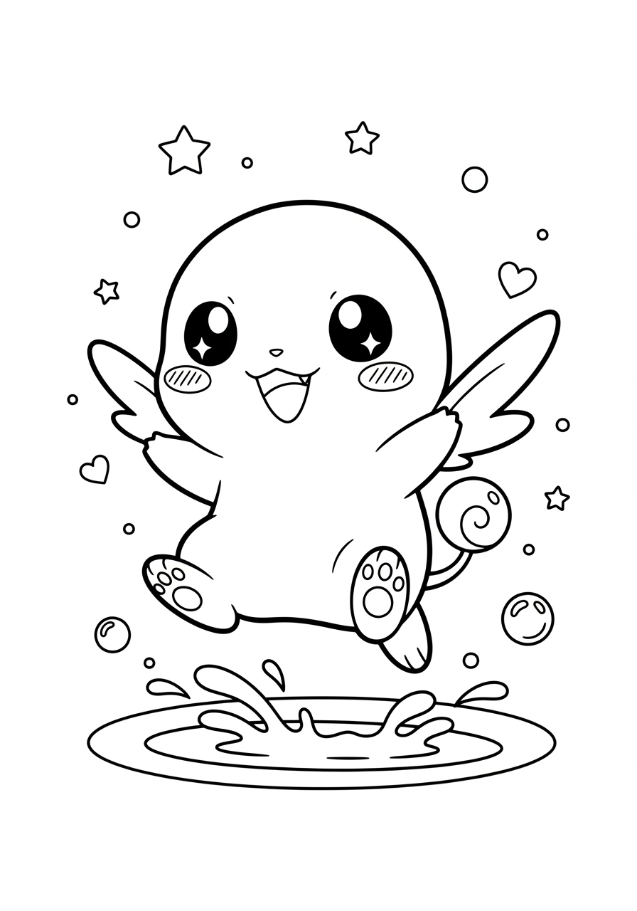 Kawaii Cute Pokemon Coloring Page For Kids 