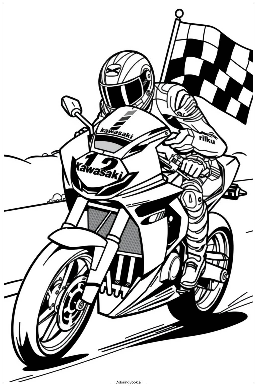 Kawasaki Motorcycle Racing Coloring Page Free PDF PNG Printable Kawasaki Motorcycle Racing Coloring Page Free PDF PNG Printable