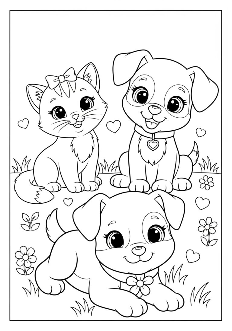 Kitty And Dog Coloring Page For Kids Free Printable Kitty And Dog Coloring Page For Kids Free Printable