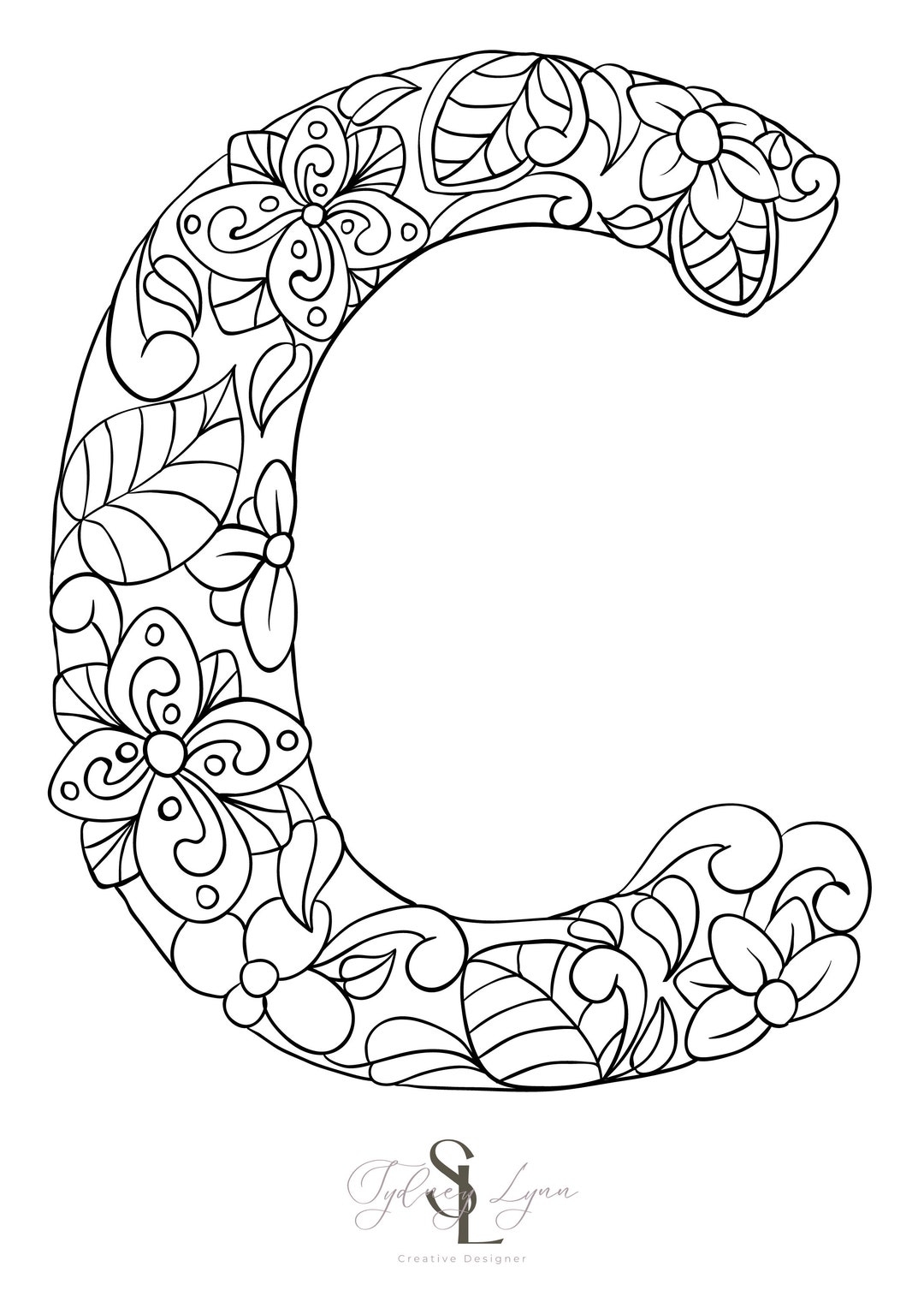 Letter c Coloring Sheet Adult Kids Anxiety Etsy Israel