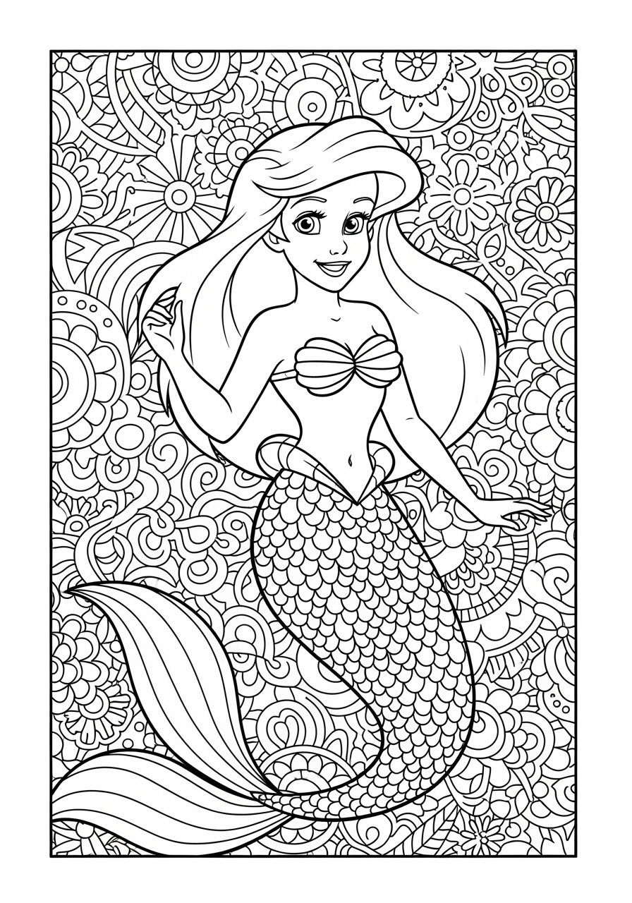 Little Ariel Coloring Page Printable Fun For Kids 