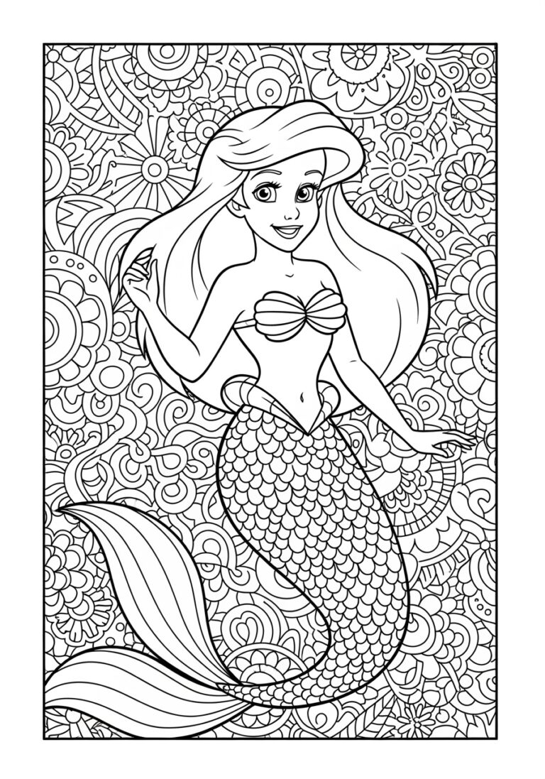 Little Ariel Coloring Page Printable Fun For Kids Little Ariel Coloring Page Printable Fun For Kids