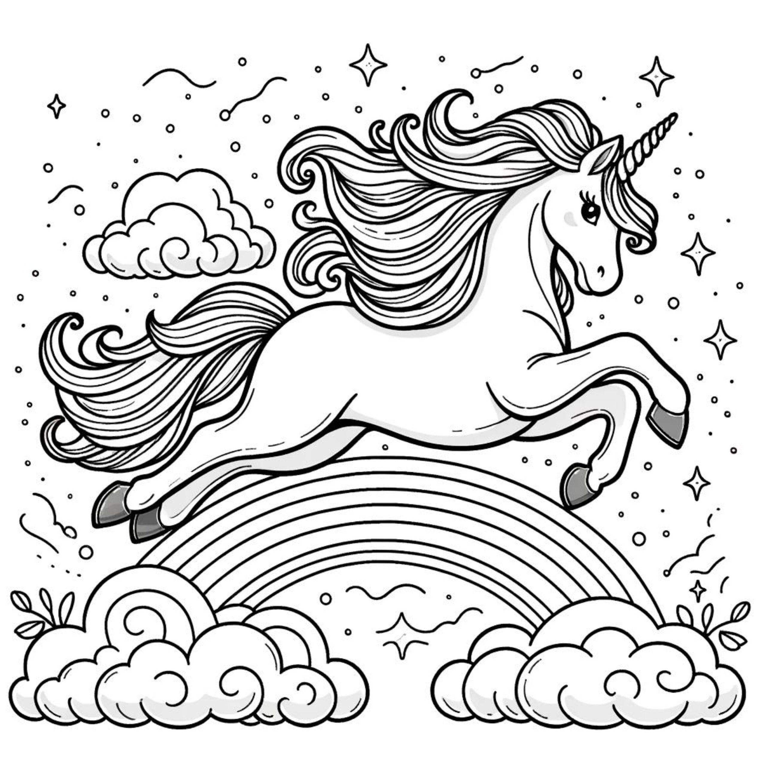 Colouring Pages Unicorn Rainbow