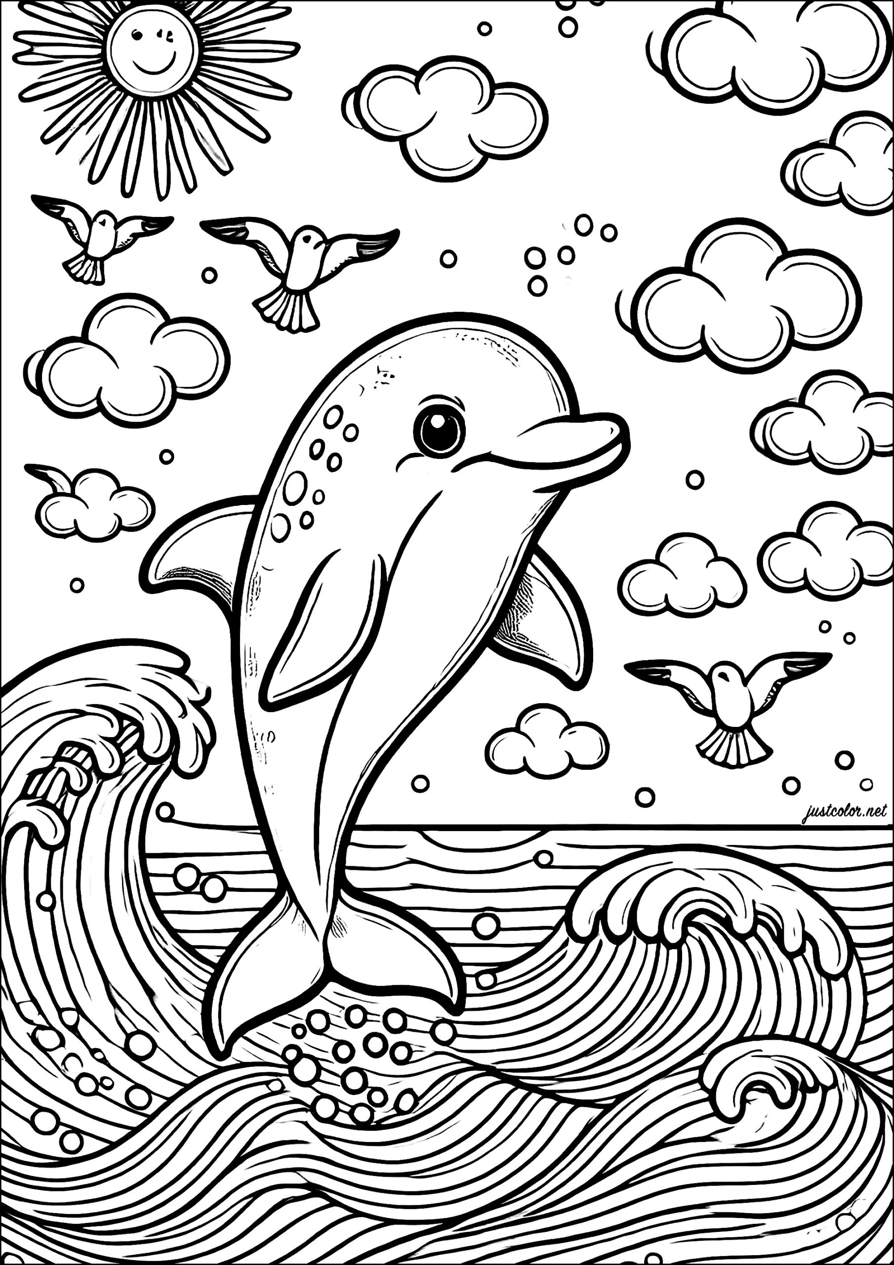 Pictures To Color Of Dolphins