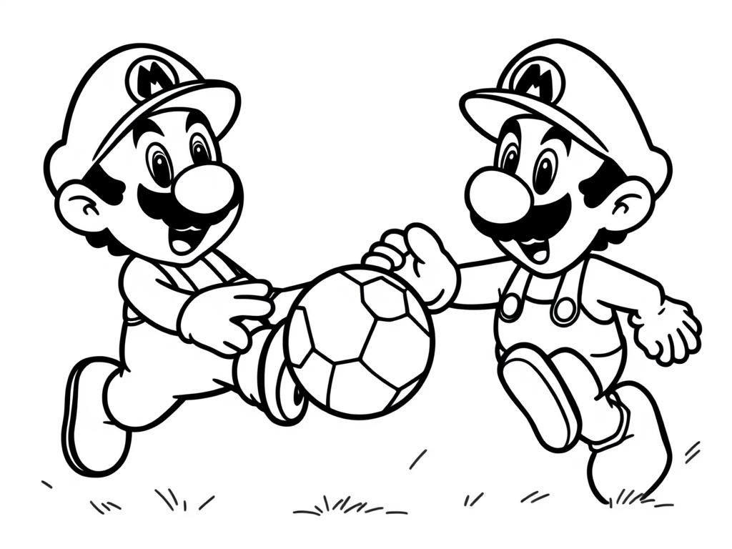 Mario And Luigi Soccer Coloring Page Free Printable Coloring Page
