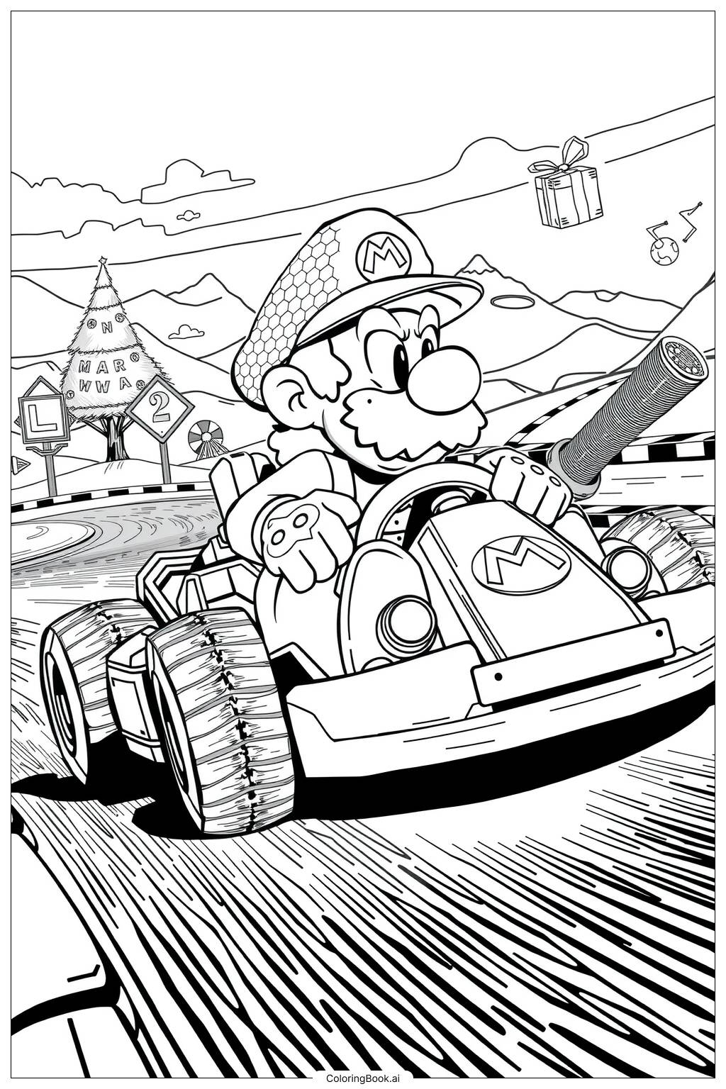 mario kart coloring page