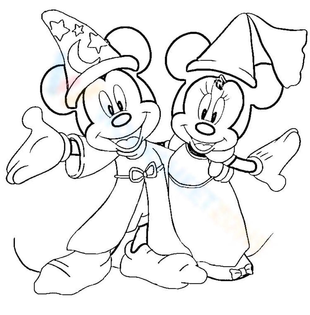 Mickey And Minnie Coloring Page Worksheet