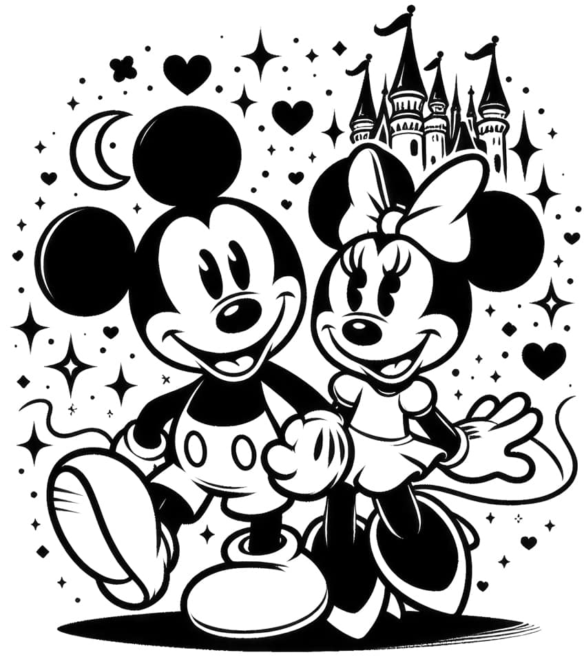 mickey and minnie coloring pages