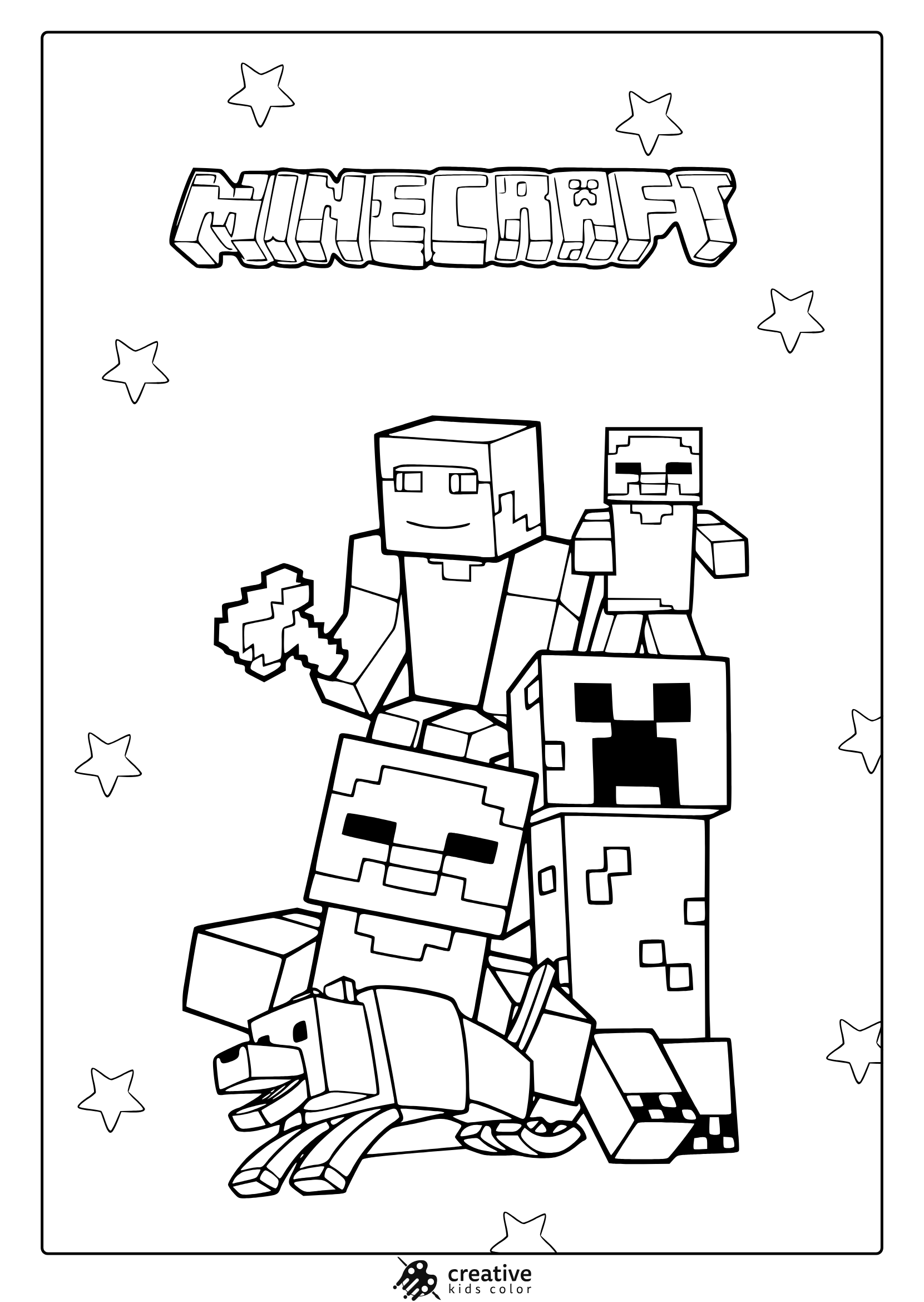 minecraft colouring pages creeper