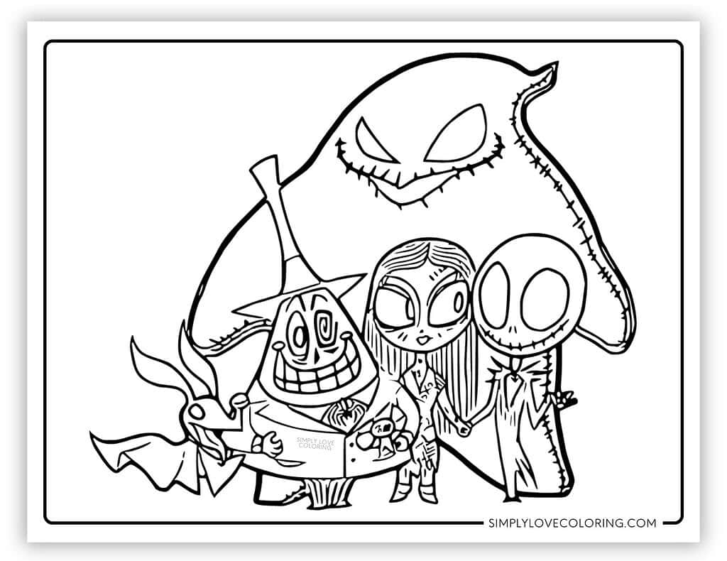 Nightmare Before Christmas Coloring Pages Free PDF Printables Simply Love Coloring