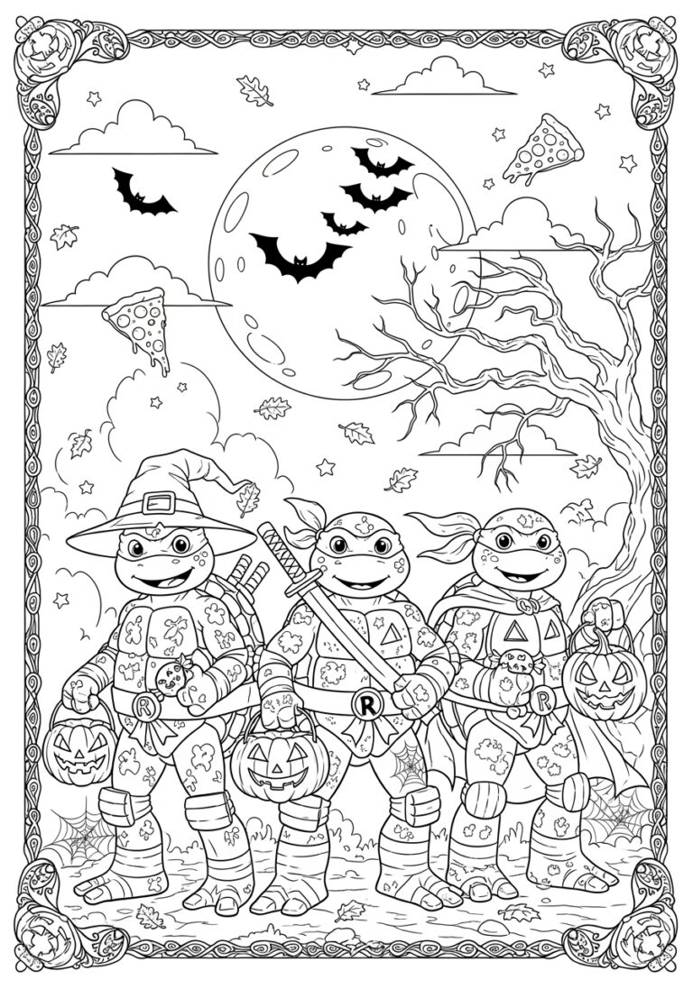 Ninja Turtle Halloween Coloring Pages Fun Festive Printable