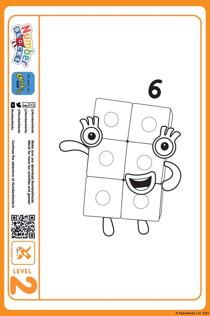 Numberblocks Colouring Pictures Numberblock 6